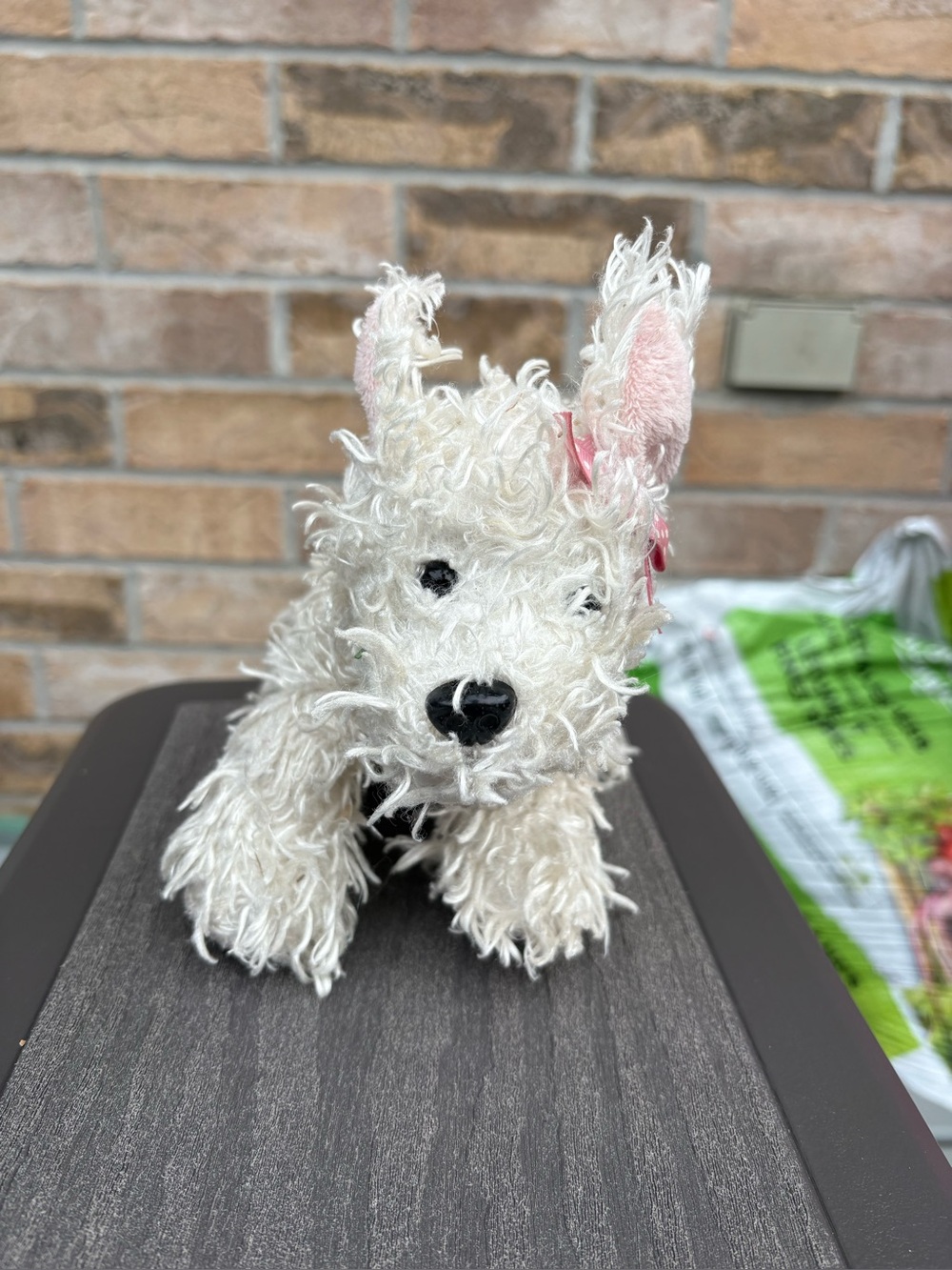 Webkinz Ganz White Terrier Dog with Pink Bow Plush